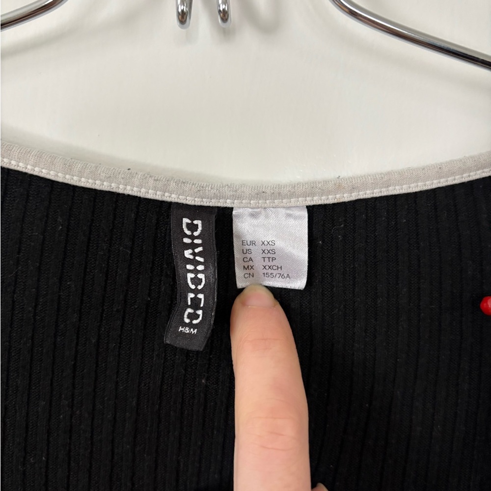 H&M Y2K Hook and Eye Front Corset Top XXS Black White Contrast Trim - Picture 4 of 4